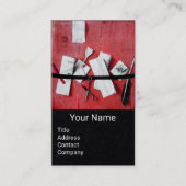 BRIEFHOUDER IN HOUT MONOGRAM rood zwart papier Visitekaartje (Voorkant)