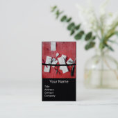 BRIEFHOUDER IN HOUT MONOGRAM rood zwart papier Visitekaartje (Staand voorkant)