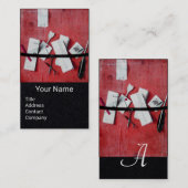 BRIEFHOUDER IN HOUT MONOGRAM rood zwart papier Visitekaartje (Voorkant / Achterkant)