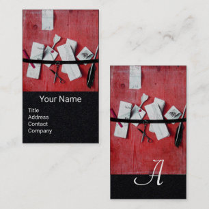 BRIEFHOUDER IN HOUT MONOGRAM rood zwart papier Visitekaartje