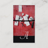 BRIEFHOUDER IN HOUT MONOGRAM rood zwart papier Visitekaartje (Achterkant)