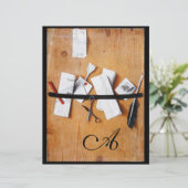 BRIEFHOUDER IN HOUT MONOGRAM, wit zwart (Staand voorkant)