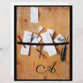 BRIEFHOUDER IN HOUT MONOGRAM, wit zwart (Voorkant / Achterkant)