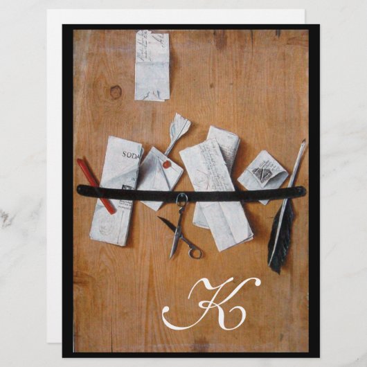 BRIEFHOUDER IN HOUT MONOGRAM, wit zwart (Voorkant / Achterkant)