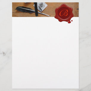 BRIEFHOUDER IN HOUT RED WAX SEAL MONOGRAM brown