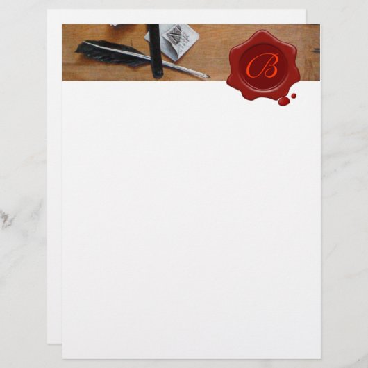 BRIEFHOUDER IN HOUT RED WAX SEAL MONOGRAM brown (Voorkant / Achterkant)