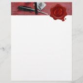 BRIEFHOUDER IN HOUT RED WAX SEAL MONOGRAM brown (Voorkant)