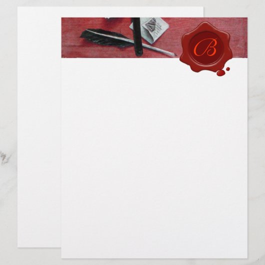 BRIEFHOUDER IN HOUT RED WAX SEAL MONOGRAM brown (Voorkant / Achterkant)