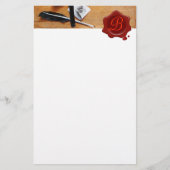 BRIEFHOUDER IN HOUT RED WAX SEAL MONOGRAM brown Briefpapier (Voorkant)