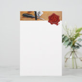BRIEFHOUDER IN HOUT RED WAX SEAL MONOGRAM brown Briefpapier (Staand voorkant)