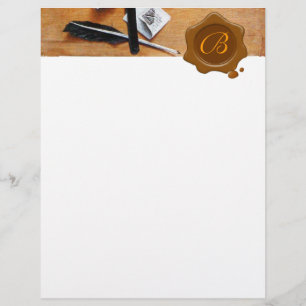 BRIEFHOUDER IN HOUTBROWN WAX SEAL MONOGRAM