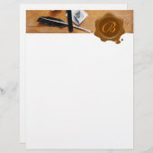 BRIEFHOUDER IN HOUTBROWN WAX SEAL MONOGRAM (Voorkant / Achterkant)