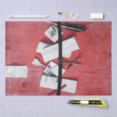 BRIEFHOUDER IN RODE HOUT TISSUEPAPIER (Craft)