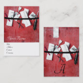 BRIEFHOUDER IN WOOD MONOGRAM Red White Visitekaartje (Voorkant / Achterkant)