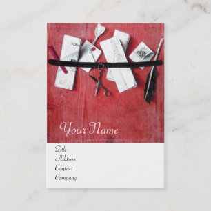 BRIEFHOUDER IN WOOD MONOGRAM Red White Visitekaartje