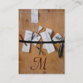 BRIEFHOUDER VAN HOUT MET MONOGRAM wit bruin Visitekaartje (Achterkant)