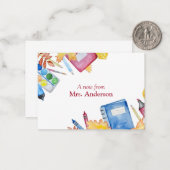 Briefje van de leraar notitiekaartje (Voorkant / Achterkant in situ)