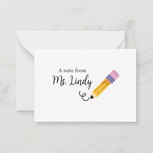 Briefje van de leraar notitiekaartje