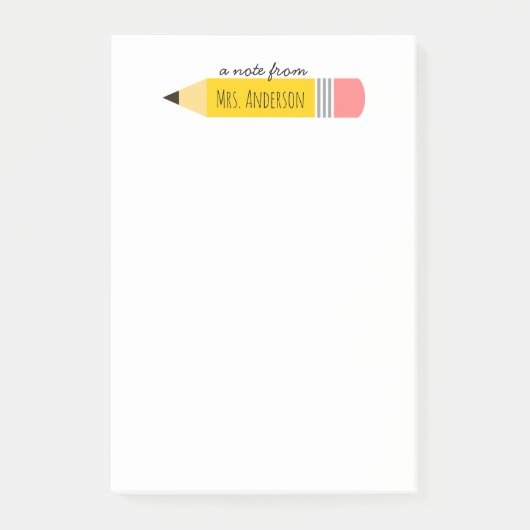 Briefje van de leraar Potlood Cadeau Post-it® Notes (Voorkant)