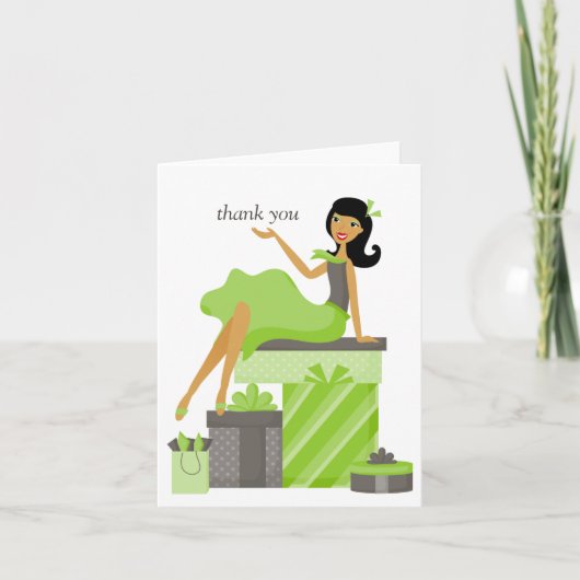 Briefjes van een mooi meisje met ravenzwart haar b bedankkaart (Voorkant)