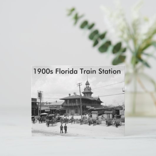 briefkaart "1900s Florida Train Station" (Staand voorkant)