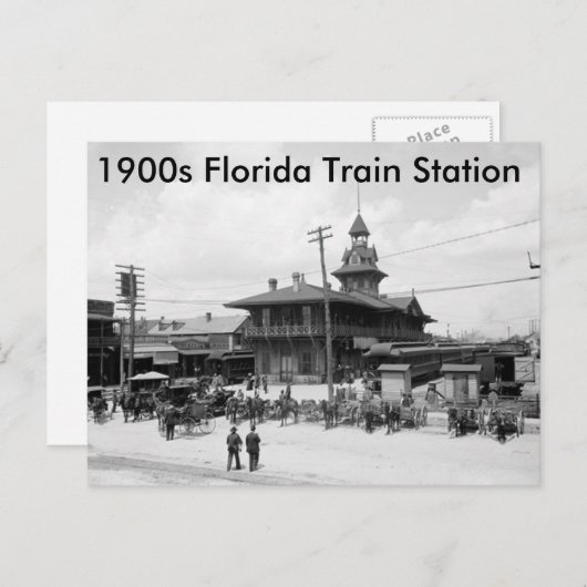 briefkaart "1900s Florida Train Station" (Voorkant / Achterkant)