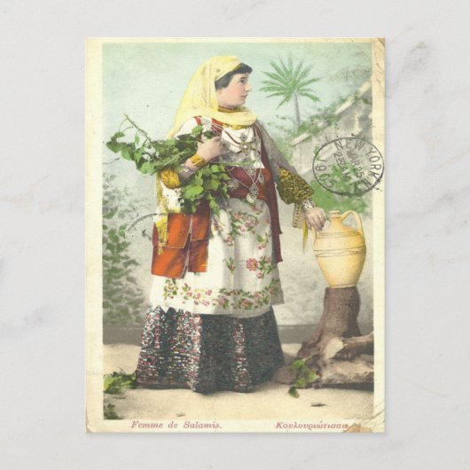 briefkaart 1905 Grieks Femme de Salamis (Voorkant)
