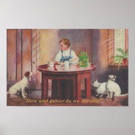 briefkaart 1907. Geen restjes voor honden en katte Poster