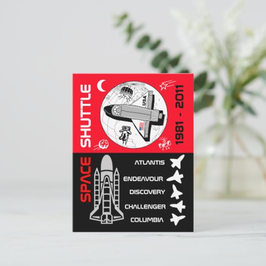 Briefkaart 2 van de Space Shuttle (Staand voorkant)