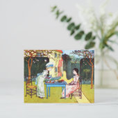 Briefkaart: 2 Victoriaans meisjes die vanmiddag Te Briefkaart (Staand voorkant)