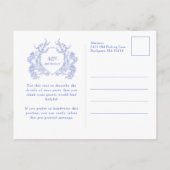 BRIEFKAART 40E Verjaardag Blue Floral Crest Uitnod (Achterkant)