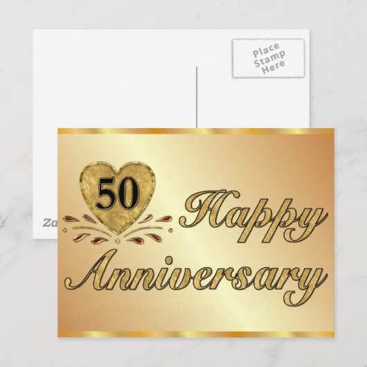 Briefkaart - 50e Jubileum - Goud (Voorkant / Achterkant)