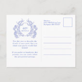 BRIEFKAART 60E Verjaardag Blue Floral Crest Uitnod (Achterkant)