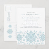 BRIEFKAART 65e Verjaardag Blue Snowflake Invitatio (Voorkant / Achterkant)