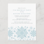 BRIEFKAART 75e Verjaardag Blue Snowflake Invitatio (Voorkant)