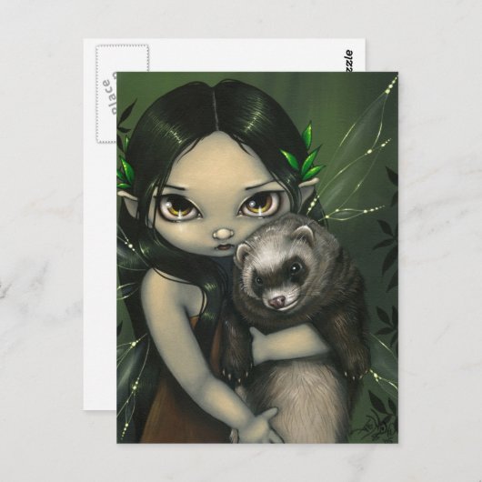 briefkaart "A Ferret and his Fairy" (Voorkant / Achterkant)