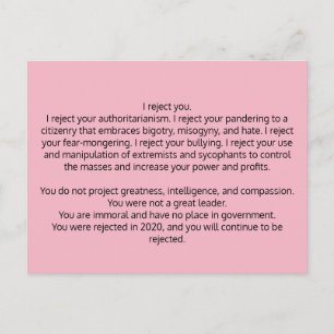 Briefkaart aan voormalig President Trump