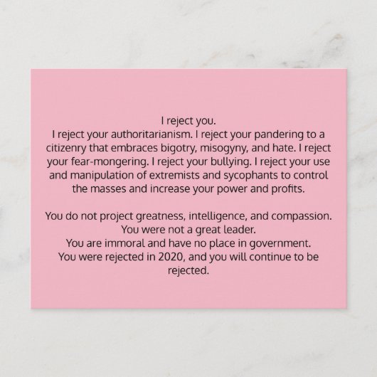 Briefkaart aan voormalig President Trump (Voorkant)