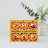Briefkaart aangepaste tekst voor Halloween Pumpkin (Staand voorkant)