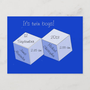 Briefkaart - Aankondiging geboorte tweelingjongens