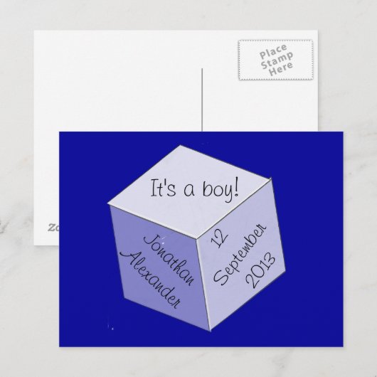 Briefkaart - Aankondiging van de geboorte van het  (Voorkant / Achterkant)