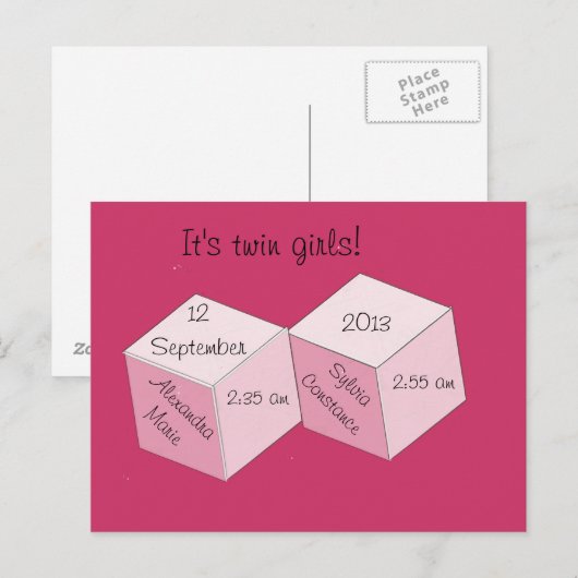 Briefkaart - Aankondiging van geboorte - Tweevoudi (Voorkant / Achterkant)