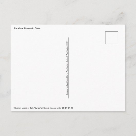 Briefkaart Abraham Lincoln (Achterkant)