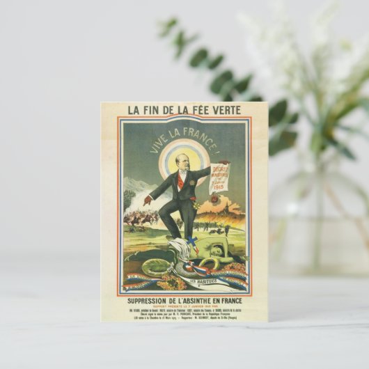 Briefkaart Absinthe Ban Frankrijk (Staand voorkant)