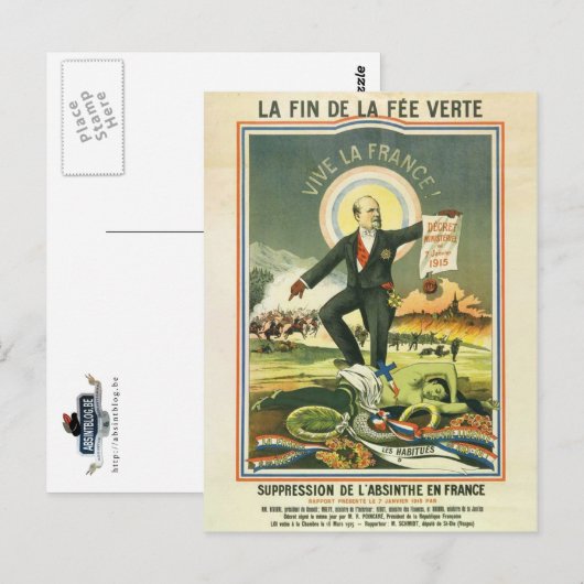 Briefkaart Absinthe Ban Frankrijk (Voorkant / Achterkant)