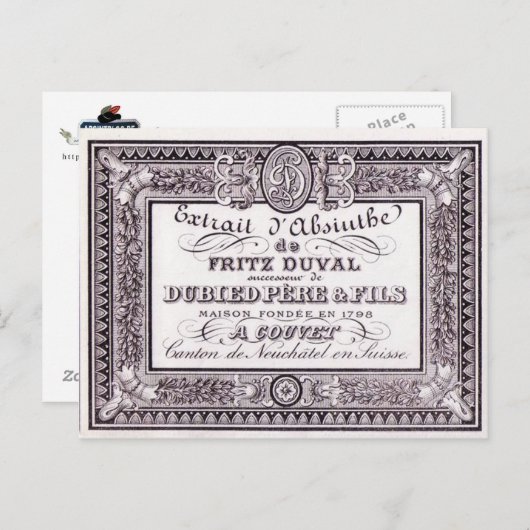 Briefkaart Absinthe Duval (Voorkant / Achterkant)