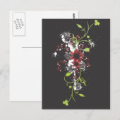 Briefkaart abstracte bloemen (Voorkant / Achterkant)