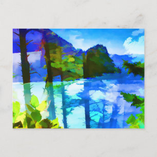 Briefkaart abstracte Oceaan en bergen