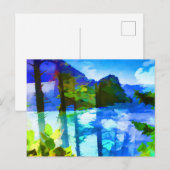Briefkaart abstracte Oceaan en bergen (Voorkant / Achterkant)