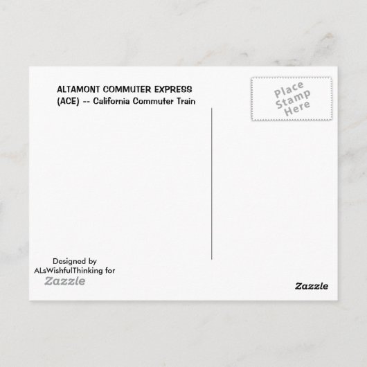 Briefkaart - ACE-commuter-trein, Californië (Achterkant)